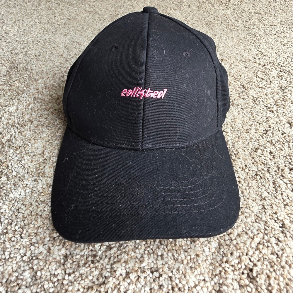 NEW Edikted Baseball Cap Womens OS Black Pink Logo ACC0871 Streetwear Hat